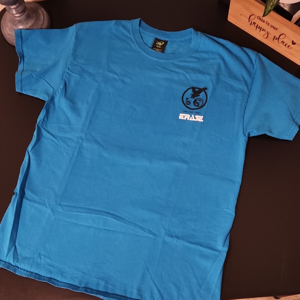 Blue Short-Sleeve Crewneck Tee with Chest Logo